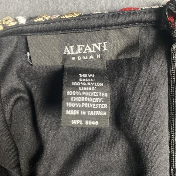 Alfani Woman Dress Womens 16W Black Floral Embroidered Sleeveless Mesh Asym Hem - Picture 12 of 12